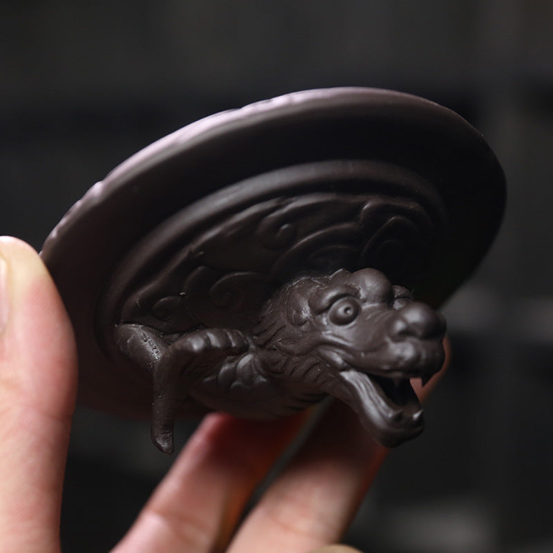 Purple Sand Backflow Incense Burner Dragon Spit Bead Glass Windproof Led Lamp Incense Burner Zen Sandalwood Home Handicraft Ornaments